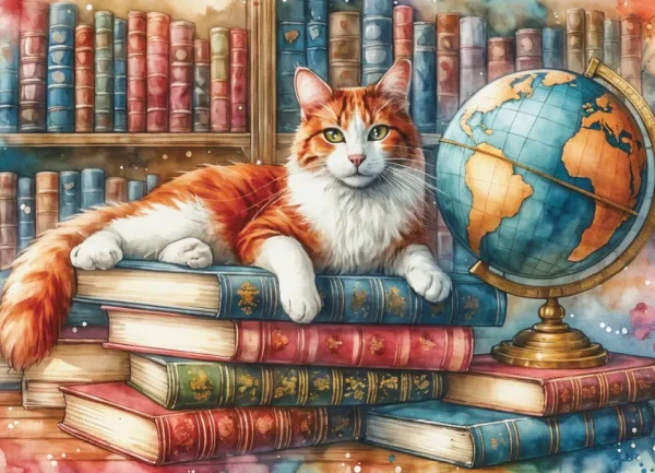 Hot JaCaRou Puzzles BOOKS, GLOBE & PURRS 1000 pces