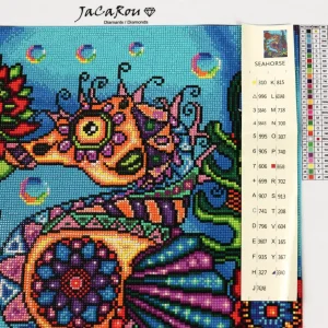 Discount JaCaRou Puzzles Broderie de diamant CARRÉS - HIPPOCAMPE