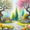 Discount JaCaRou Puzzles Broderie de diamant RONDS - BLOSSOMS IN PARK