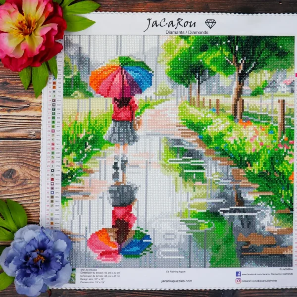 Clearance JaCaRou Puzzles Broderie de diamant RONDS - IT'S RAINING AGAIN