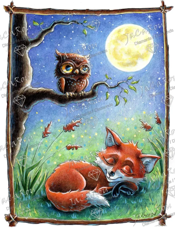 Sale JaCaRou Puzzles Broderie de diamants CARRÉS (Résine) - SLEEPY FOX