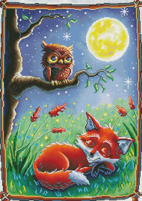 Sale JaCaRou Puzzles Broderie de diamants CARRÉS (Résine) - SLEEPY FOX
