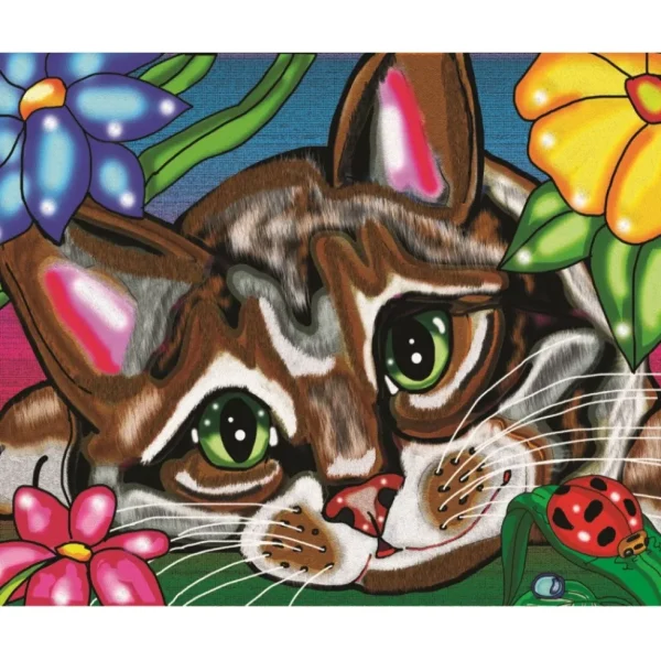 Best JaCaRou Puzzles Broderie de diamants RONDS - CHAT DANS LES FLEURS