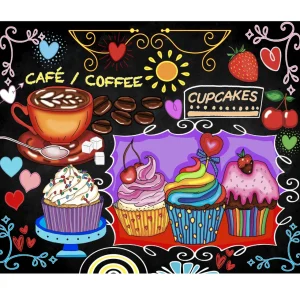 Outlet JaCaRou Puzzles Broderie de diamants RONDS - CUPCAKES