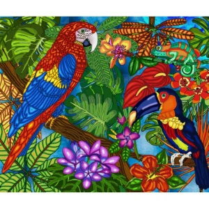 Fashion JaCaRou Puzzles Broderie de diamants RONDS - TROPICAL