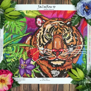 Sale JaCaRou Puzzles Broderie de diamants RONDS - TIGRE