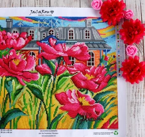 Best JaCaRou Puzzles Broderie de diamants RONDS - LES PIVOINES DU PRESBYTÈRE