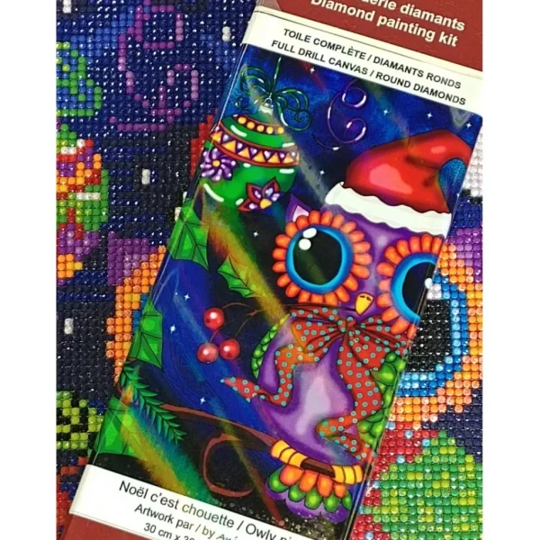 Outlet JaCaRou Puzzles Broderie de diamants RONDS - NOËL C'EST CHOUETTE