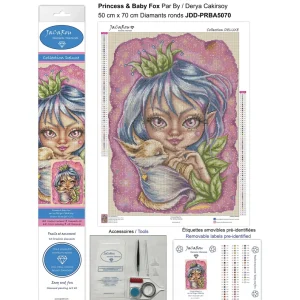 Hot JaCaRou Puzzles Broderie de diamants RONDS - PRINCESS & BABY FOX