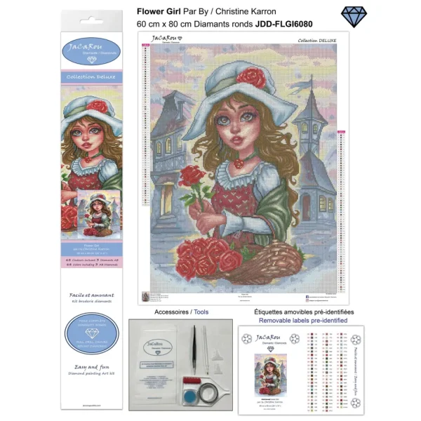 Online JaCaRou Puzzles Broderie de diamants RONDS - FLOWER GIRL