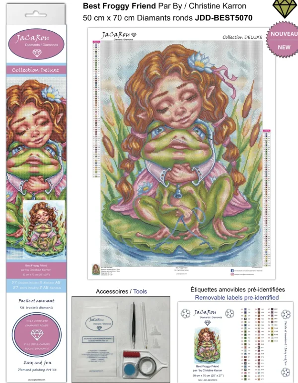 Online JaCaRou Puzzles Broderie de diamants RONDS - BEST FROGGY FRIEND