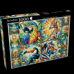 Online JaCaRou Puzzles JUNGLE EN VITRAIL, 1000 pces