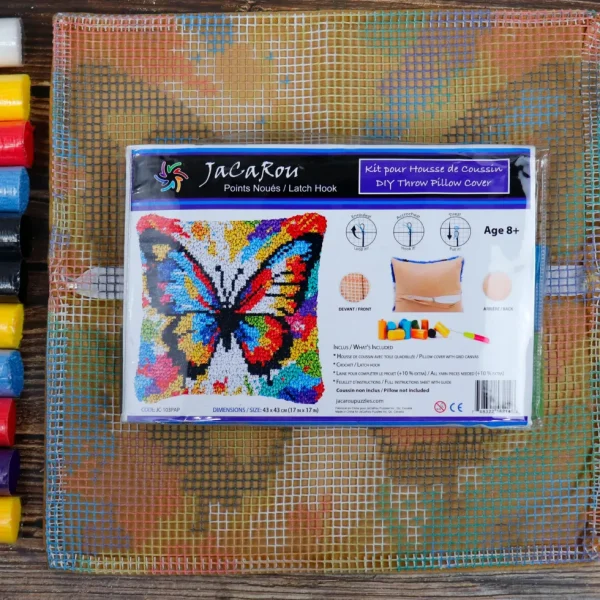 New JaCaRou Puzzles Points noués - Housse de coussin - PAPILLON