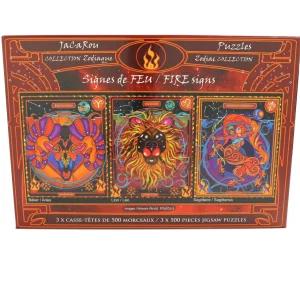 Sale JaCaRou Puzzles ZODIAQUE : SIGNES DE FEU 3 x 500 pces